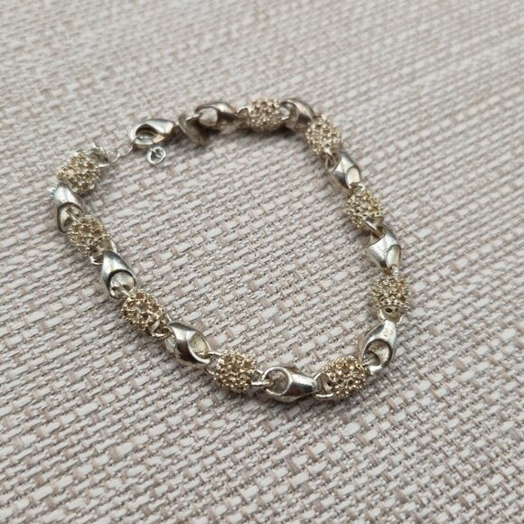 7.5 Inch Silver Plated Over Copper Fancy Link Chain Bracelet A6470 - Picture 2 of 6